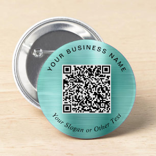 Macaron Rond 5 Cm Code QR Entreprise Promotionnel Épingle Vert Menth