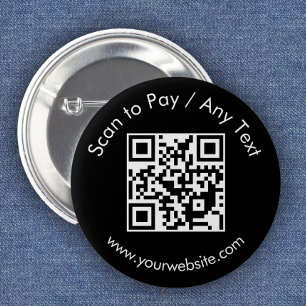 Macaron Rond 5 Cm Code QR personnalisé / Noir de texte