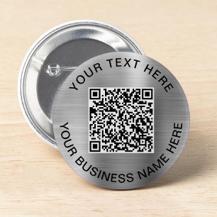 Macaron Rond 5 Cm Code QR promotionnel argent