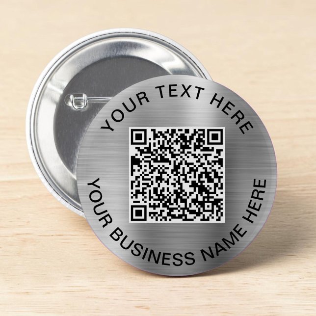 Macaron Rond 5 Cm Code QR promotionnel argent (QR Code Promotional Silver Button)