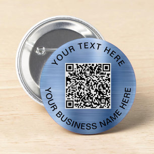 Macaron Rond 5 Cm Code QR Promotionnel Bleu