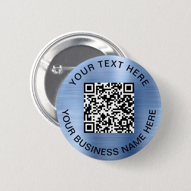 Macaron Rond 5 Cm Code QR Promotionnel Bleu (Devant & derrière)