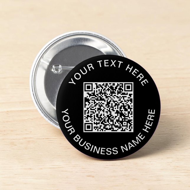 Macaron Rond 5 Cm Code QR Promotionnel Noir (QR Code Promotional Black Button)