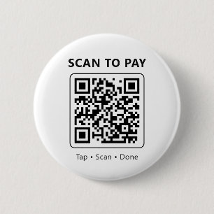 Macaron Rond 5 Cm Code QR Scan pour Payer Minimaliste Blanc Promotio