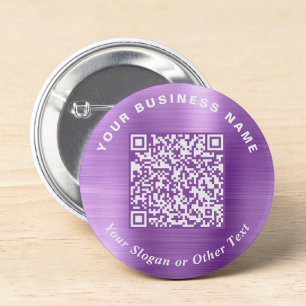 Macaron Rond 5 Cm Code QR violet d'épingle d'affaires promotionnels