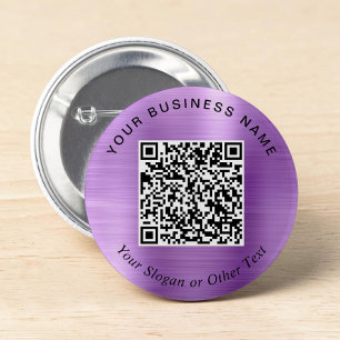 Macaron Rond 5 Cm Code QR violet d'épingle de l'entreprise promotion