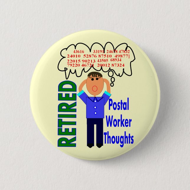 Macaron Rond 5 Cm Codes postaux drôles postaux retirés de "pensées" (Devant)