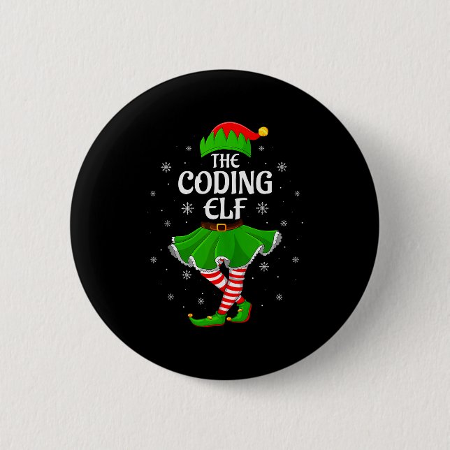 Macaron Rond 5 Cm Coding Elf Christmas Family Girls Women Elf Squad  (Devant)