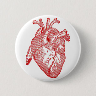 Macaron Rond 5 Cm Coeur anatomique antique rouge
