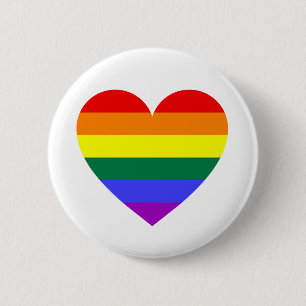 Macaron Rond 5 Cm Coeur arc-en-ciel du Gay pride LGBT