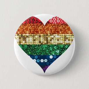Macaron Rond 5 Cm coeur arc-en-ciel lgbt