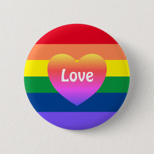 Macaron Rond 5 Cm Coeur arc-en-ciel LGBTQ gay pride