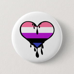 Macaron Rond 5 Cm Coeur aspirant Genderfluide Fierté