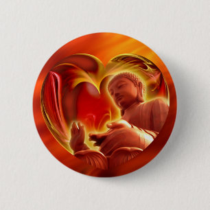 Macaron Rond 5 Cm Coeur BUDDHA feu rouge