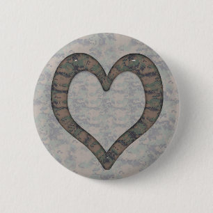 Macaron Rond 5 Cm Coeur Camouflage numérique Woodland sur Camo