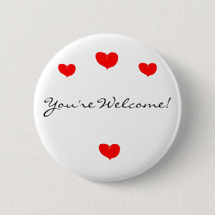 Macaron Rond 5 Cm Coeur, coeur, coeur, coeur, vous êtes bienvenus !