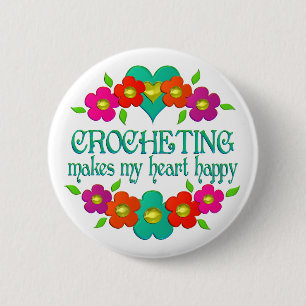 Macaron Rond 5 Cm Coeur crochet heureux