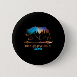 Macaron Rond 5 Cm Coeur D'alene Idaho Ours Nuit Étoilée Voyage Souve