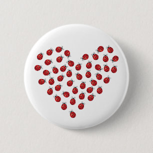 Macaron Rond 5 Cm Coeur d'amour de coccinelle