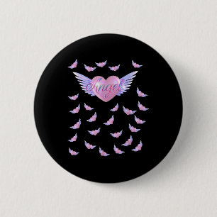 Macaron Rond 5 Cm Cœur d'ange avec des ailes