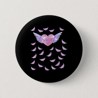 Macaron Rond 5 Cm Cœur d'ange avec des ailes 