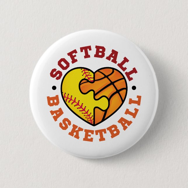 Macaron Rond 5 Cm Coeur de basketball de softball (Devant)