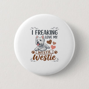 Macaron Rond 5 Cm Cœur de chien Westie Fous d'amour Pattes_1