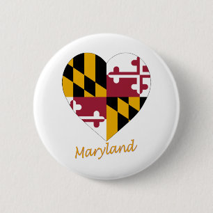 Macaron Rond 5 Cm Coeur de drapeau du Maryland