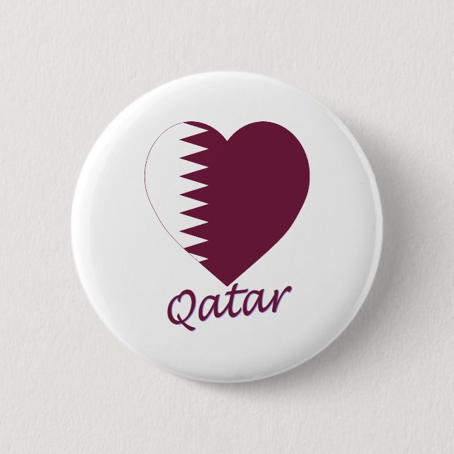 Macaron Rond 5 Cm Coeur de drapeau du Qatar (Devant)