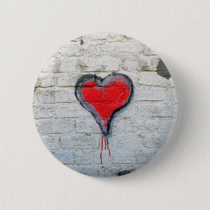 Macaron Rond 5 Cm Coeur de graffiti rouge
