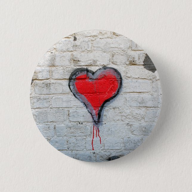 Macaron Rond 5 Cm Coeur de graffiti rouge (Devant)