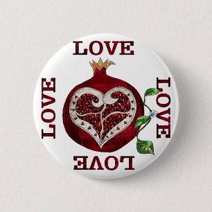 Macaron Rond 5 Cm Cœur de Grenade AMOUR Saint-Valentin