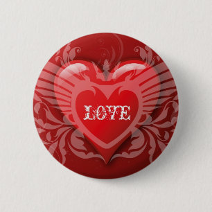 Macaron Rond 5 Cm Coeur de rouge d'amour