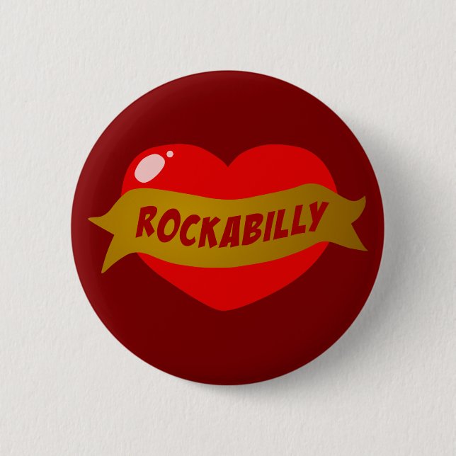 Macaron Rond 5 Cm Coeur de tatouage de rockabilly (Devant)