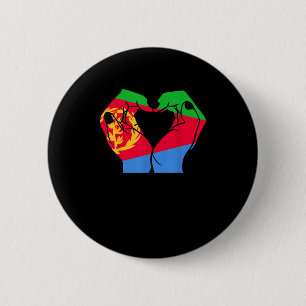 Macaron Rond 5 Cm Coeur des mains avec drapeau érythréen