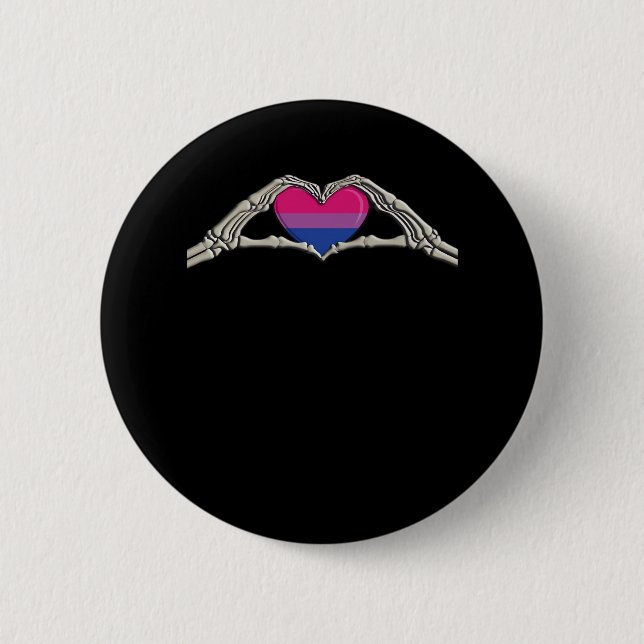 Macaron Rond 5 Cm Coeur des mains osseuses Goth bisexuel (Devant)