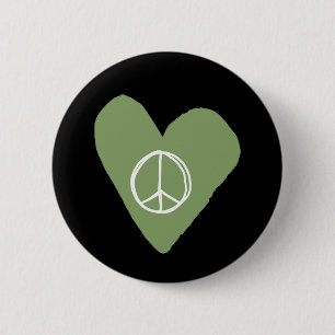 Macaron Rond 5 Cm Coeur des signes de paix