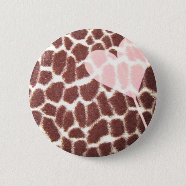 Macaron Rond 5 Cm Coeur d'impression de girafe (Devant)
