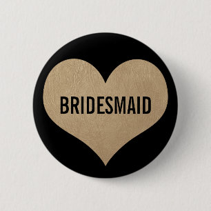 Macaron Rond 5 Cm Coeur d'or en cuir de Bridesmaid