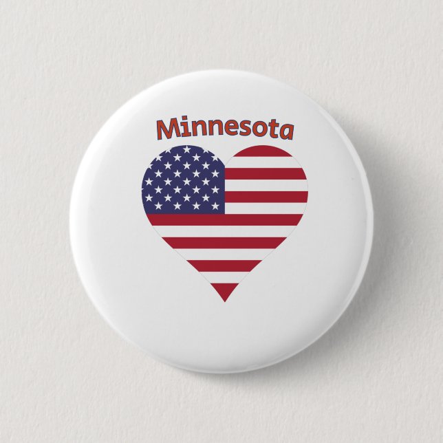 Macaron Rond 5 Cm Coeur du drapeau américain du Minnesota (Devant)