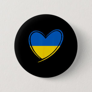 Macaron Rond 5 Cm Coeur d'Ukraine Drapeau ukrainien Patriotique Homm