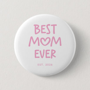 Macaron Rond 5 Cm Cœur Fantaisiste Rose Meilleure Maman Ever