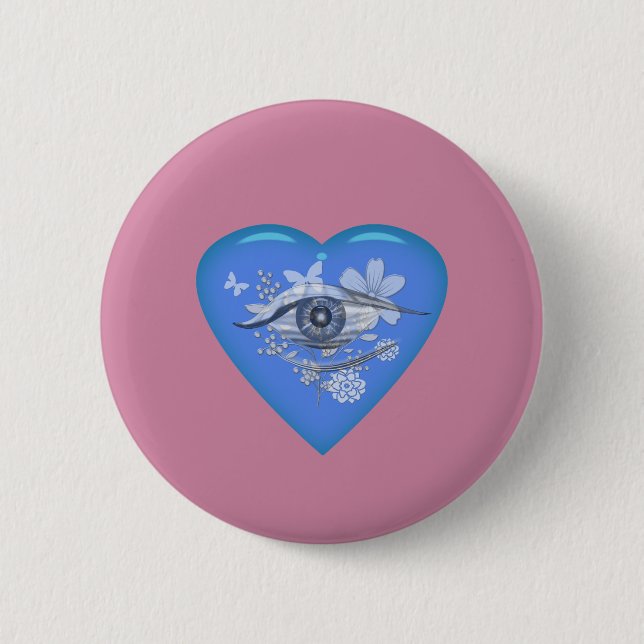 Macaron Rond 5 Cm Coeur floral mystique de l'oeil (Devant)