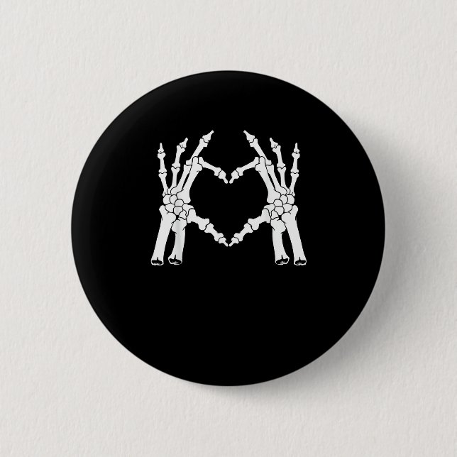 Macaron Rond 5 Cm Coeur - Halloween Squelette main (Devant)