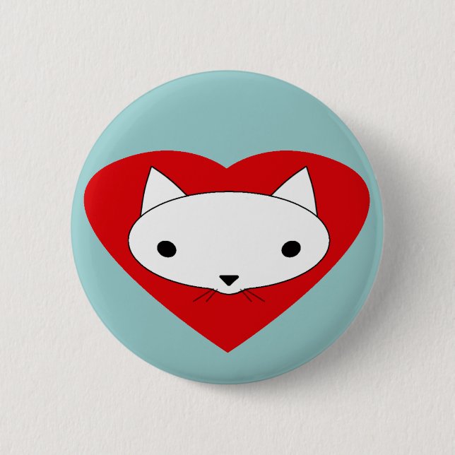 Macaron Rond 5 Cm Coeur I mon pinback de bouton de chat (Devant)