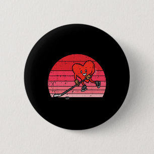 Macaron Rond 5 Cm Coeur Jouer Hockey sur glace Sport Hommes Femmes V