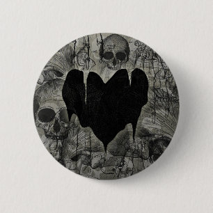 Macaron Rond 5 Cm Coeur morne Valentine gothique