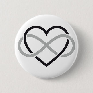 Macaron Rond 5 Cm Coeur noir avec le signe d'infini