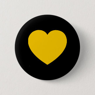 Macaron Rond 5 Cm Coeur or jaune sur noir