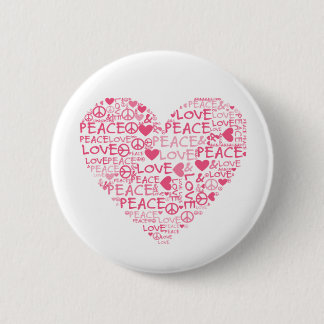 Macaron Rond 5 Cm Coeur peace et love